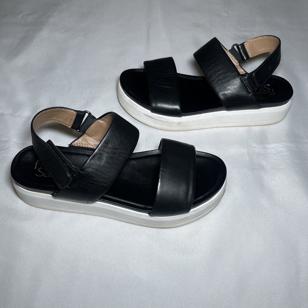 Franco Sarto Kenan Platform Wedge Sandal Womens Size 8 Black Faux Leather Chunky